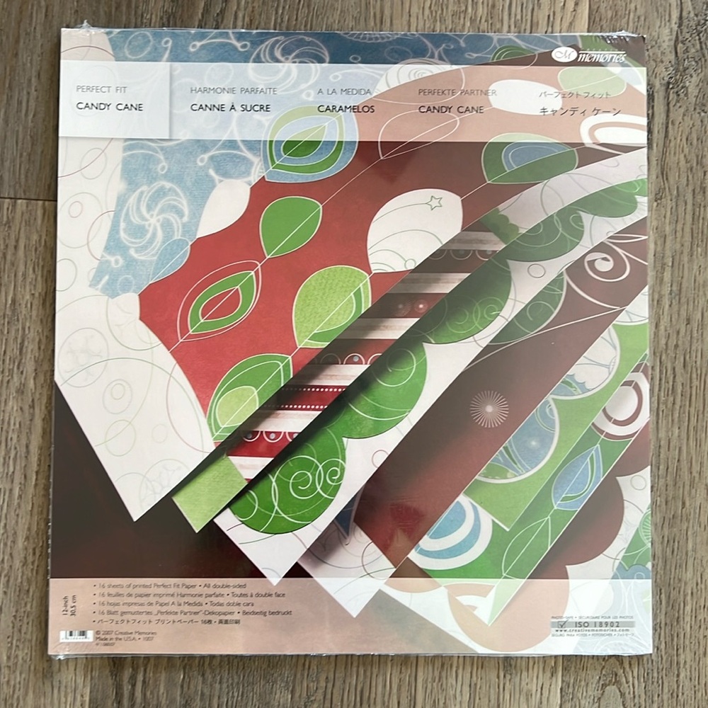 NWT Creative Memories Candy Cane Perfect Fit 12x12 scrapbook paper pack
